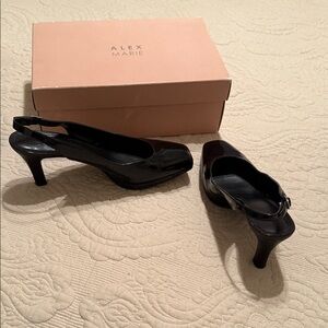 Alex Marie Glossy Black Slingback Heels